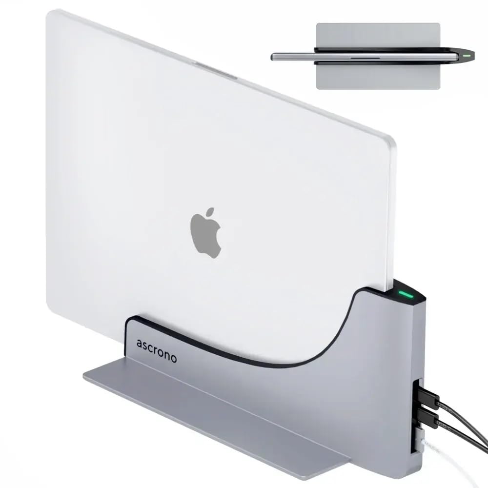 Ascrono Vertical Docking Station Hub | Compatible With Apple MacBook Pro 14 Inch, 2021 M1, With Magsafe Plug | 2x USB-C Port (40Gbps) Thunderbolt-4