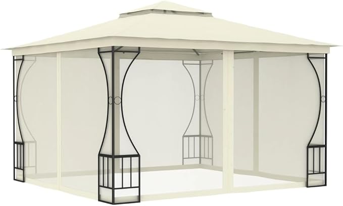vidaXL - Gazebo with Nets - Cream - 300x300x265 cm