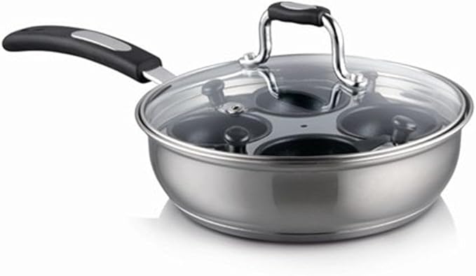 Gourmet Stainless Steel 4 Cup Egg Poacher with Lid 20cm