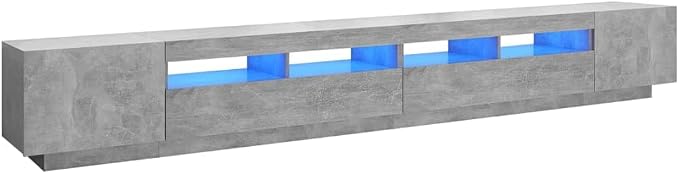 TV Cabinet with LED Lights Concrete Grey 300x35x40 cm