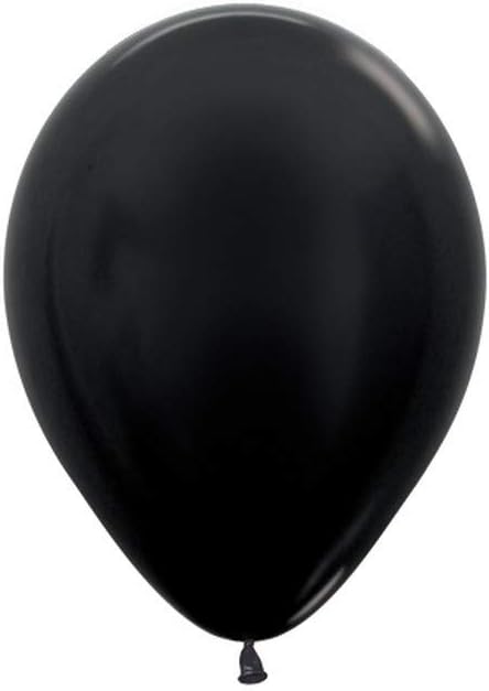 Sempertex 12cm Metallic Black Latex Balloons 580, 50 Pack