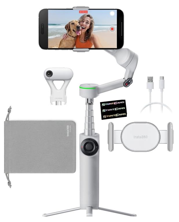 Insta360 Flow 2 PRO Gimbal Stabilizer for Smartphone, AI Tracker Bundle, 3-Axis Stabilization, Built-in Tripod, Deep Track 4.0 Auto Tracking Phone 