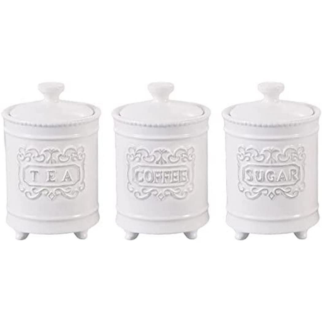 The House of Florence Vintage French Style Canisters 3 Piece Set, White