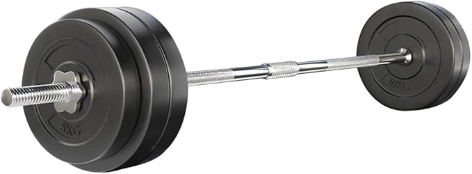 58KG Barbell Weight Set Plates Bar Bench Press Fitness Exercise Home Gym 168cm