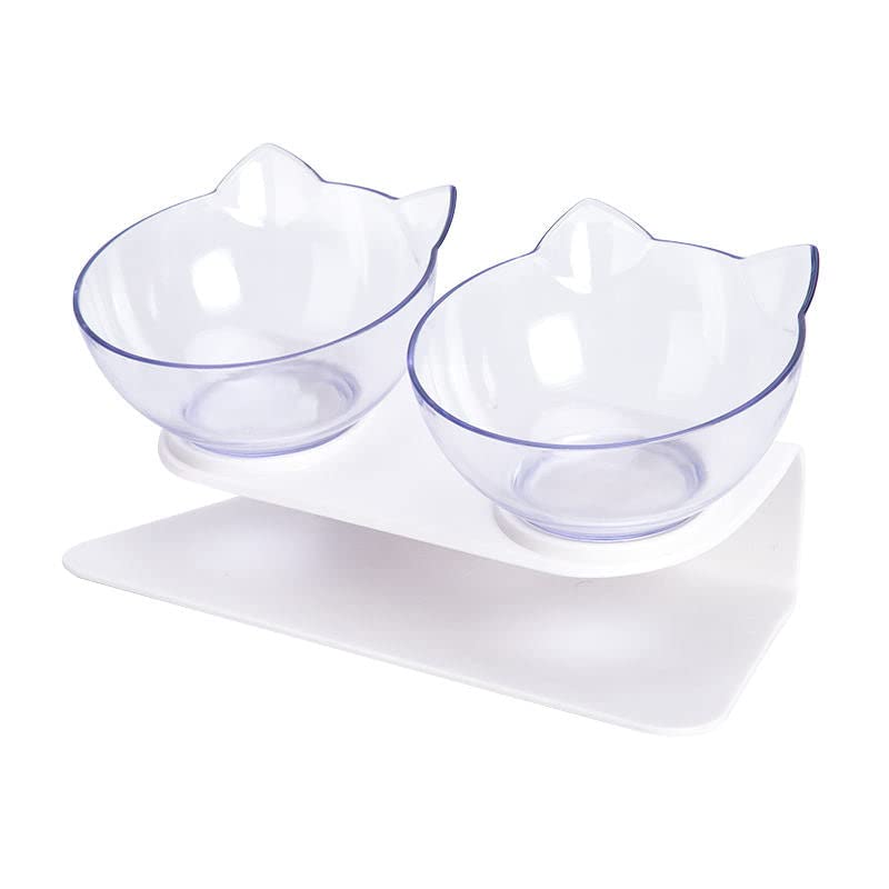 Double Cat Bowl Pet Bowls Stand Dog Elevated Feeder Food Water Raised Lifted AU Transparency+Transparency