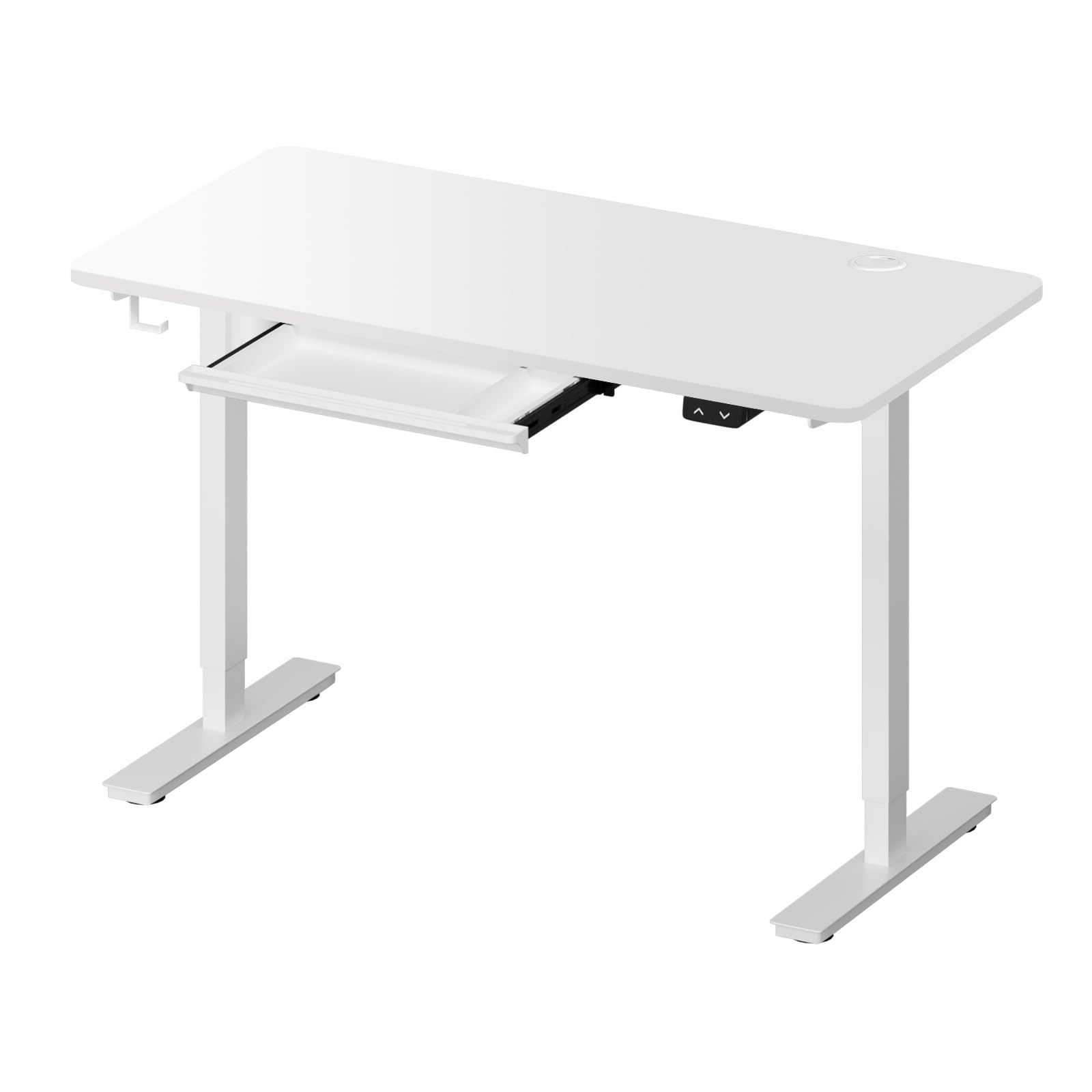Oikiture 150cm Standing Desk Single Motor White Frame White Desktop