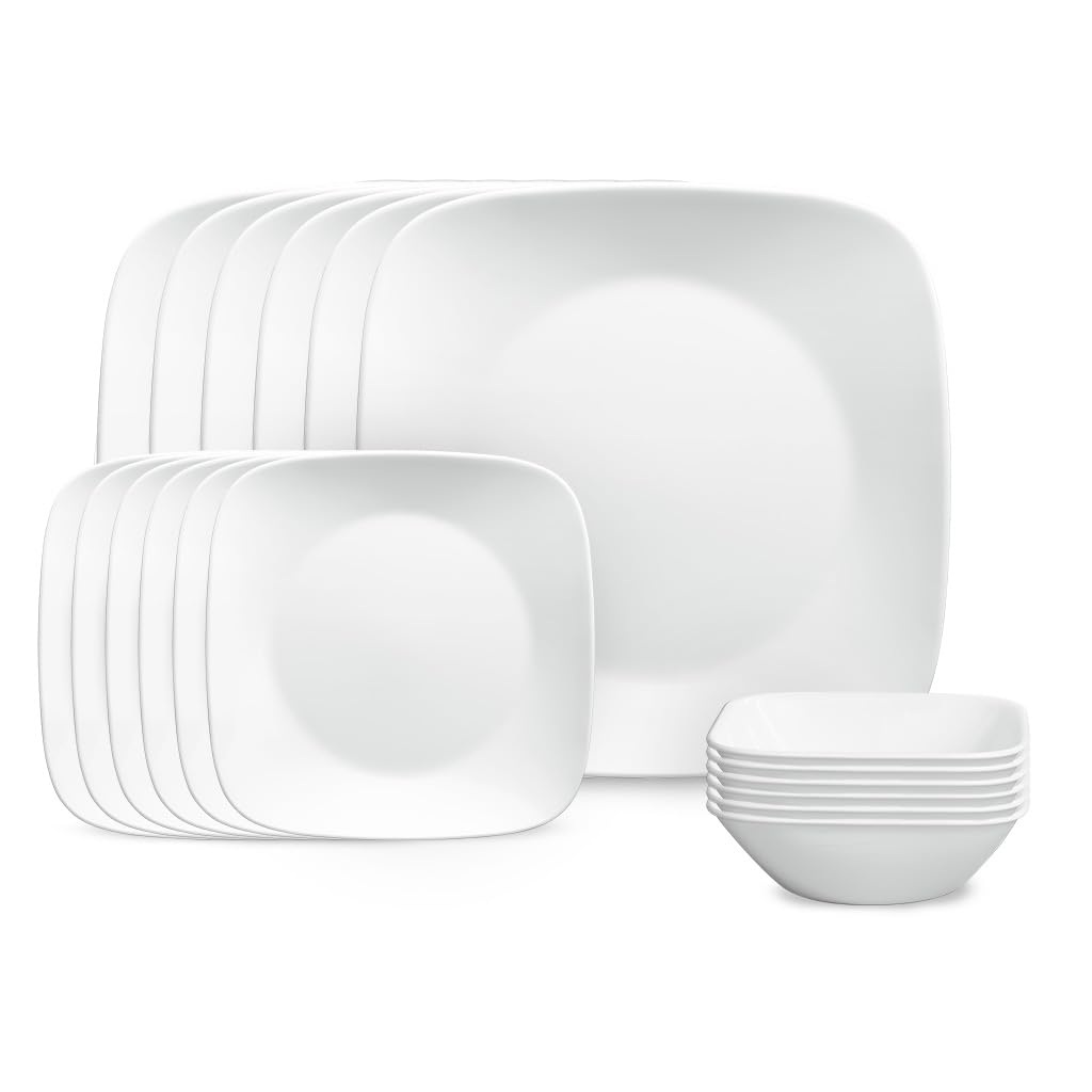 Corelle Square Pure White 18 Piece Dinner Set
