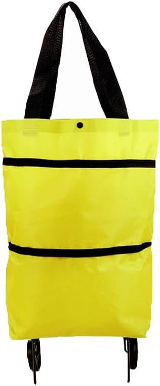 Foldable Trolley Bag Portable Shopping Cart Folding, Yellow