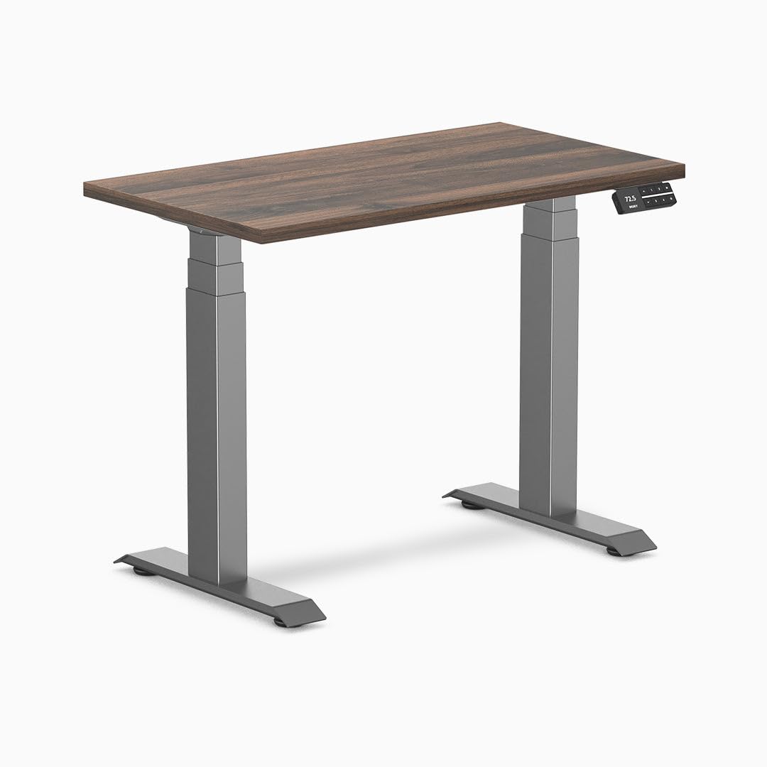 Desky Dual Mini Sit Stand Desk Jarrah Legno / 1000 x 600 / Matte Black