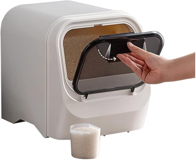 Grain Rice Storage Bin Cereal Bucket Kitchen Food Containers Dispenser Moisture-proof Sealed Food Storage Leak Proof Locking Lid Large Storage Boxes