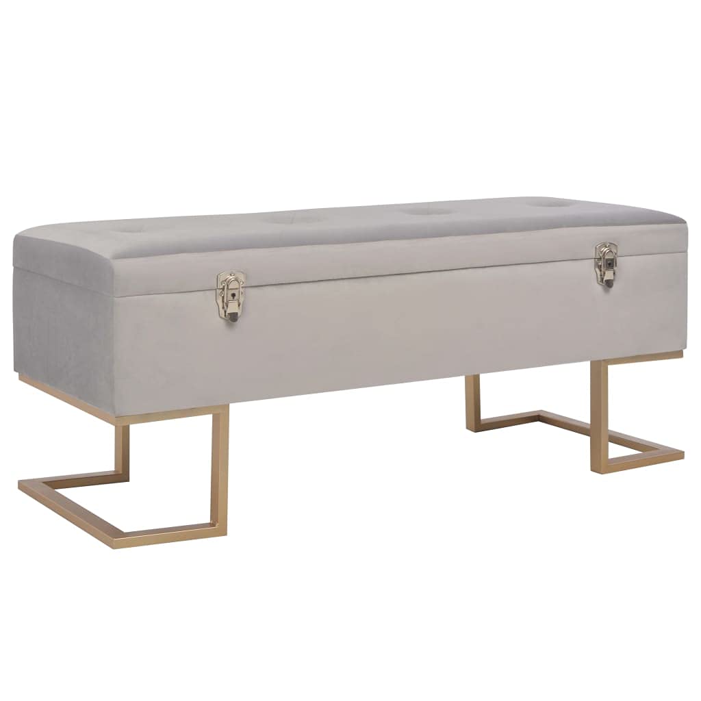 vidaXL - Bench With Storage Compartment - Grey Velvet - 105 cm