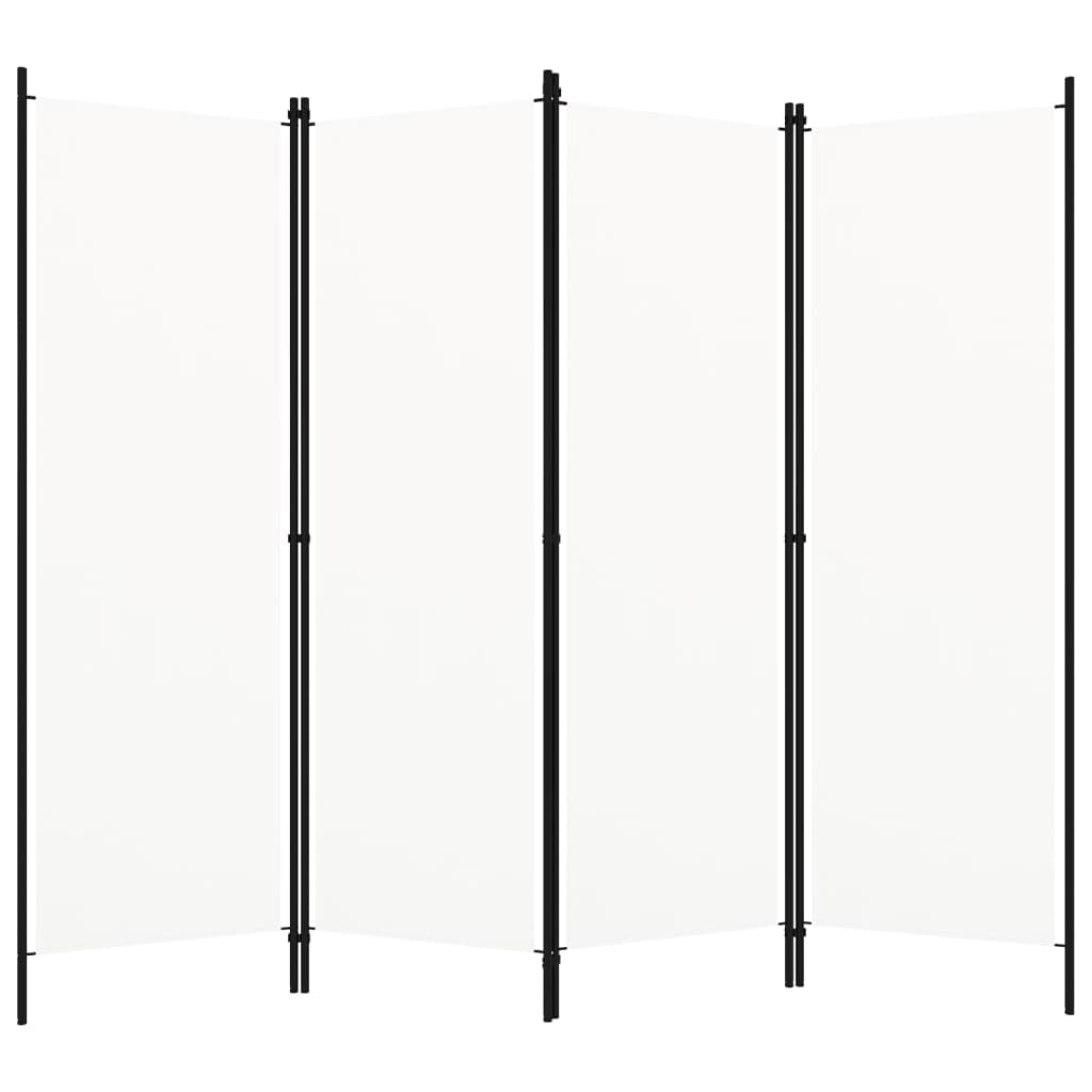 4-Panel Room Divider Cream White 200x180 cm