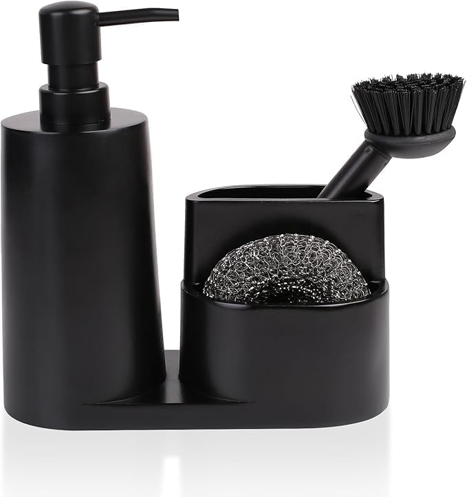 3pc Vigar Rengo Monobloc Kitchen Sink Caddy Storage Essentials Set Black