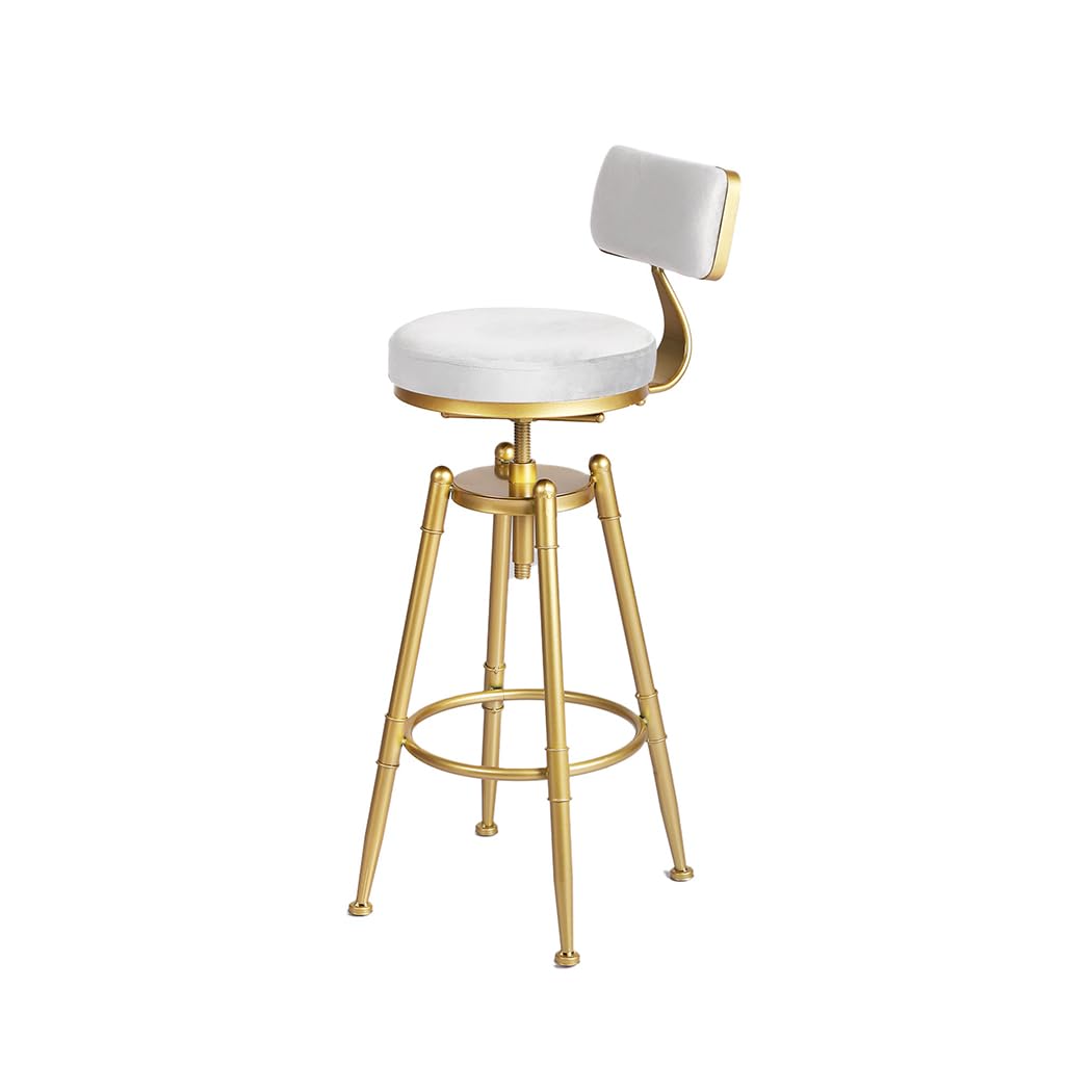 Levede - 1x Bar Stools Kitchen Stool Chair Swivel Barstools Velvet Padded Seat