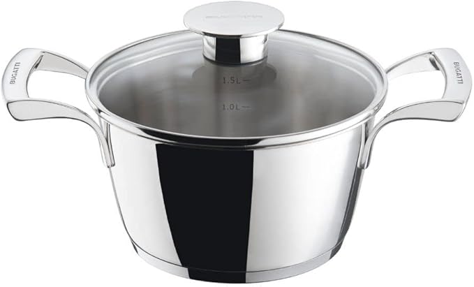 Bugatti Italy 18cm/ 1.5L Stainless Steel Casserole With Glass Lid