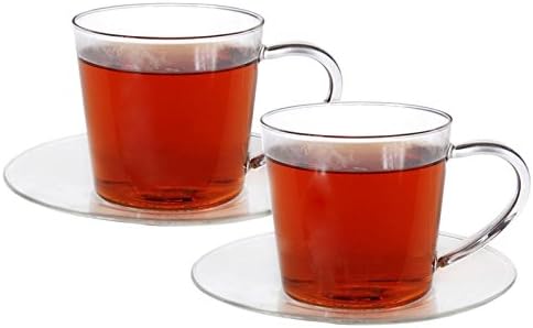 Zuhause - Nova Set of 2 Superior Fine Glass Tea/Coffee Cup and Saucer Set 250ml