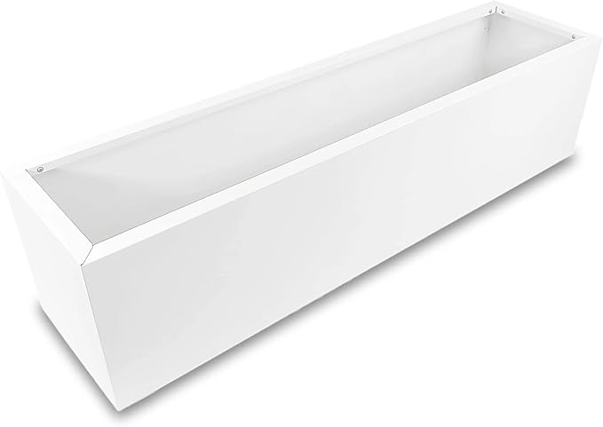 Greenlife Metal Designer Planter Box with Base 1200L x 300W x 300h Vibrant White - AfterPay & zipPay Available