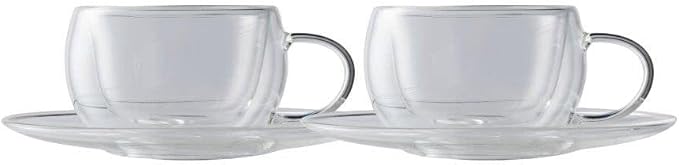 Maxwell & Williams Blend Double Wall Cup & Saucer 80ml Set of 2