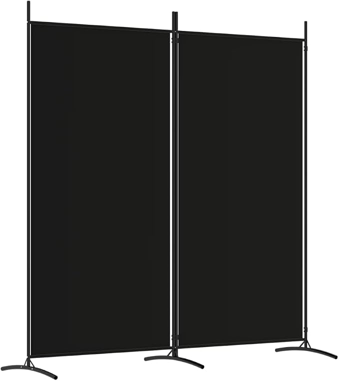 vidaXL 2-Panel Room Divider Black 175×180 cm Fabric