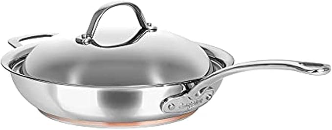 Chasseur Le Cuivre Saute Pan with Lid & Helper Handle 28cmx6.5cm