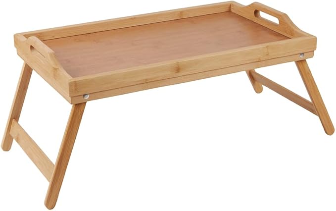 Assemble 50cm Foldable Serving Bamboo Breakfast/Dinner tray/table w/Legs Natural