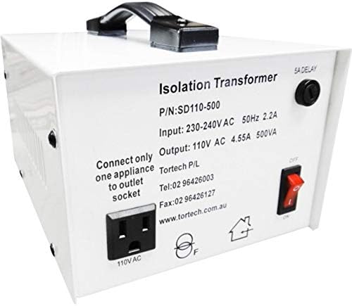 Tortech 500W 240V To USA 110V Stepdown Power Transformer Dielectrically Isolated