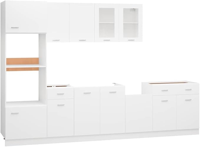 vidaXL 7 Piece Kitchen Cabinet Set White Engineered Wood