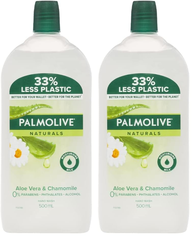 Palmolive Naturals Liquid Hand Wash Soap Aloe Vera & Chamomile with Moisturising Milk Refill & Save Recyclable 500ml