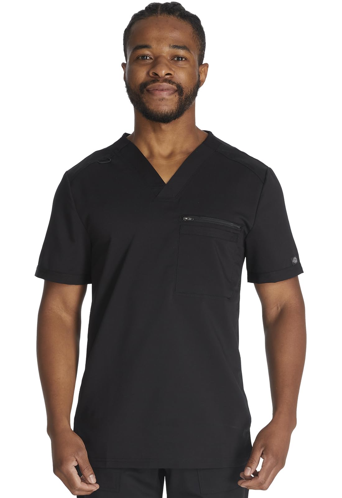 Dickies Balance Men's V-Neck Rib Knit Panel Scrub Top - 2x - Navy
