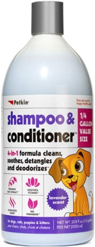 Petkin Shampoo & Conditioner Lavender For Dogs Cats Puppies & Kittens 1L