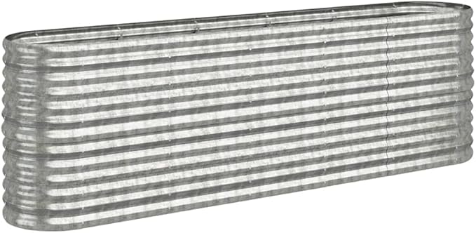 Garden Planter Powder-coated Steel 224x40x68 cm Silver