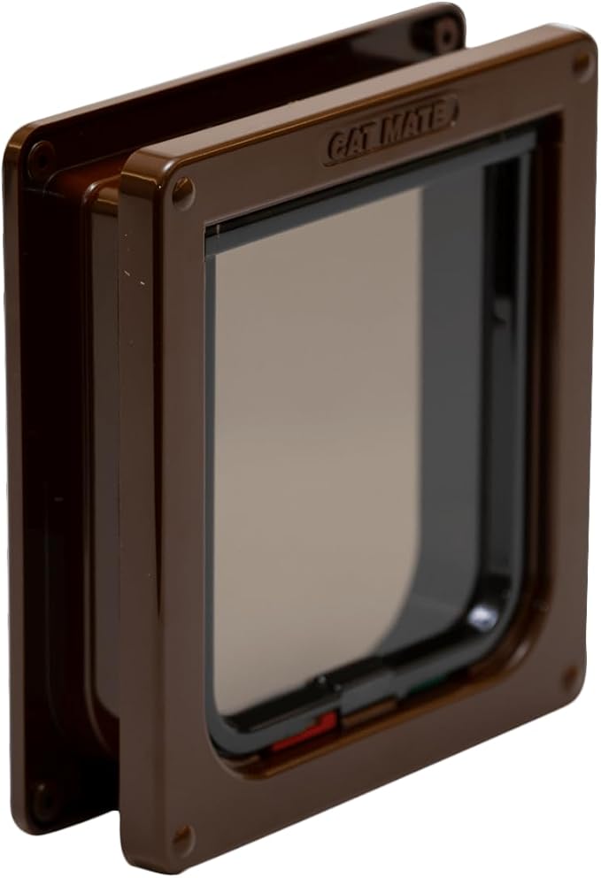 Cat Mate 4 Way Locking Cat Flap with Door Liner Brown