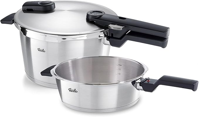 Fissler Vitaquick Premium 2-Piece Set, 2.6 Quart Pressure Skillet Set and 4.8 Quart Pressure Cooker