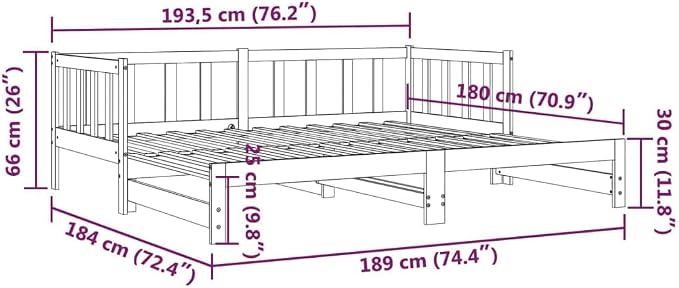 Day Bed with Trundle White 92x187 cm Single Size Solid Wood Pine