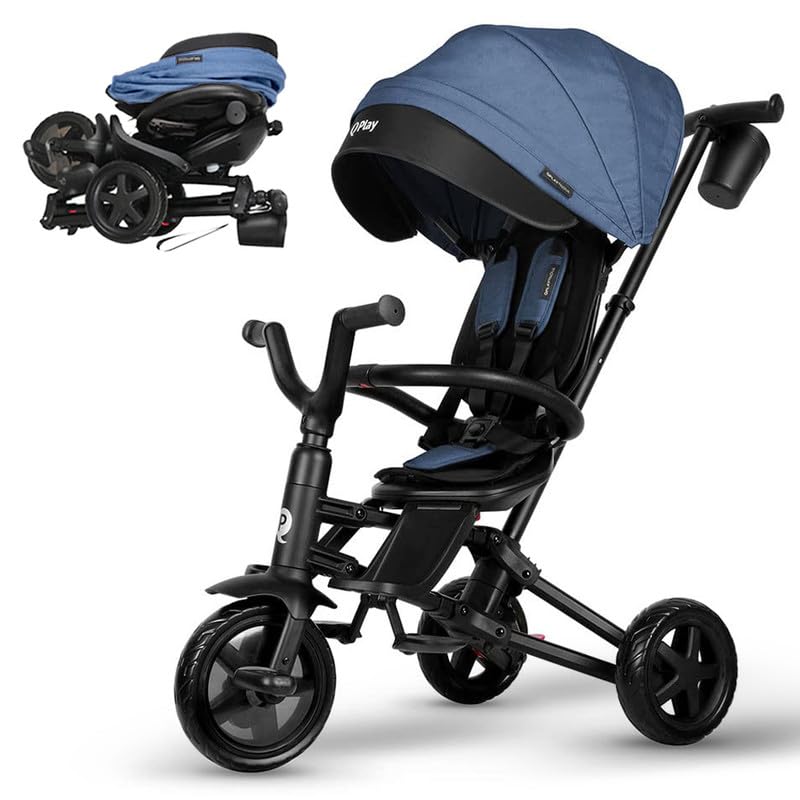 Qplay Nova 6 In1 Kids Foldable Tricycle Toddler Stroller Trike Bike Ride On Toy Grey