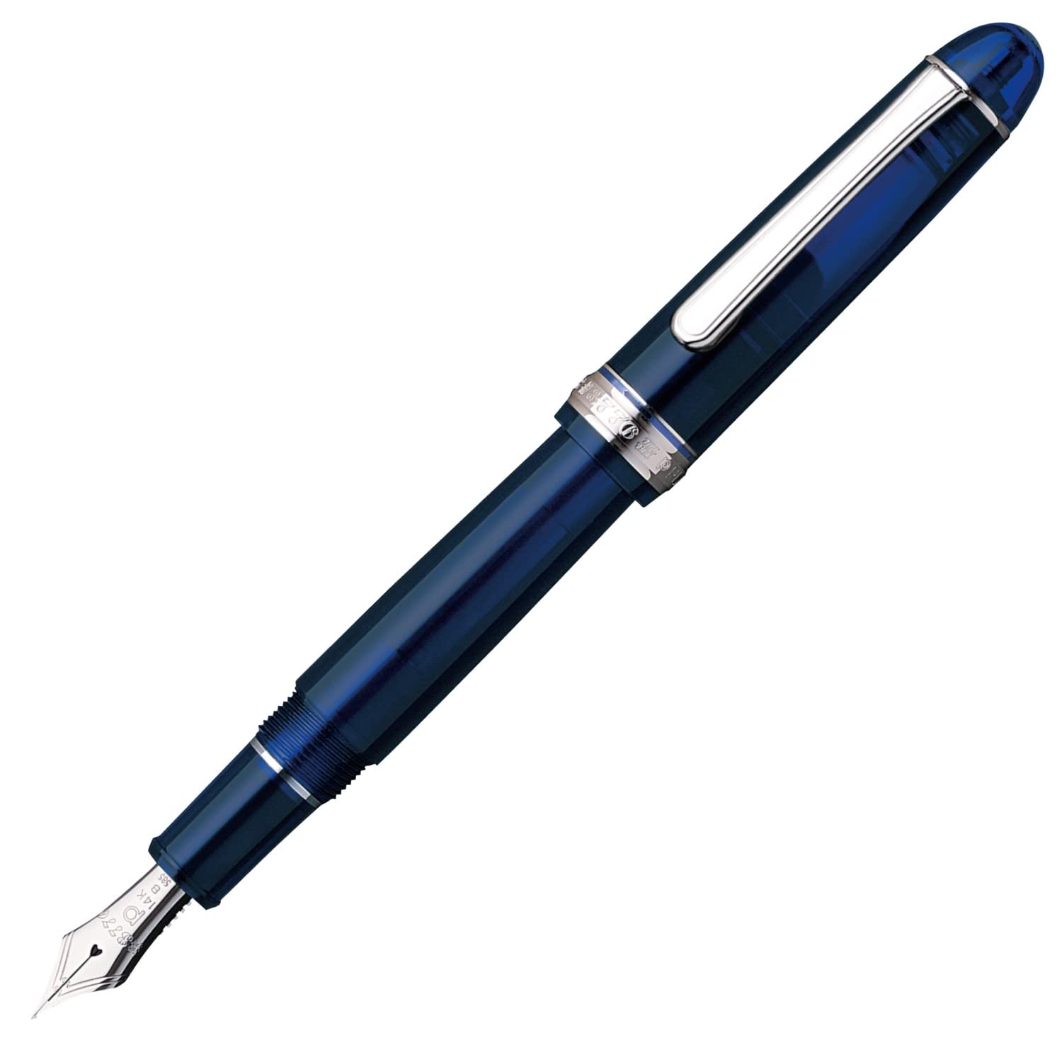 Platinum Fountain Pen 3776 Century Chartres Blue Medium Point Rhodium Finish Dual-use