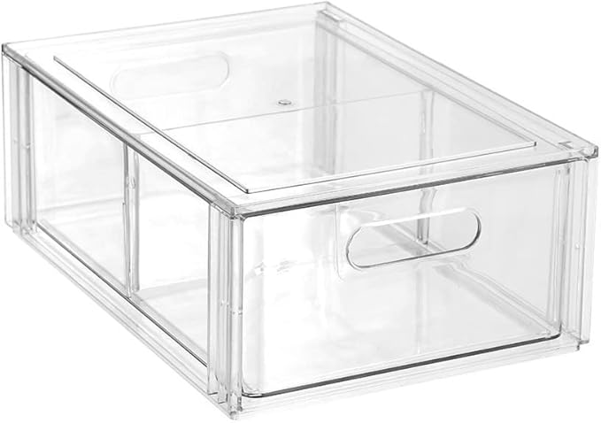 Boxsweden 35cm Crystal Home Storage Drawer w/ Divider Stackable Organiser Clear