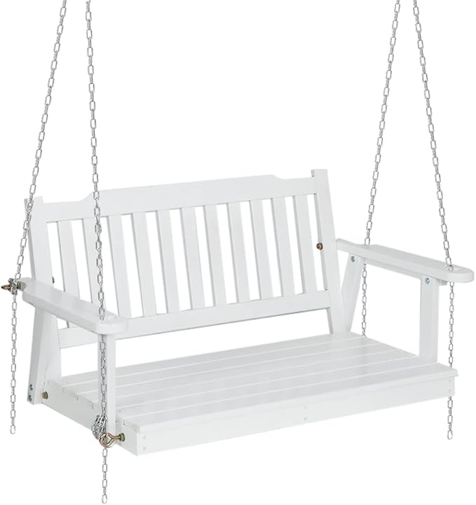 Gardeon Porch Swing Chair With Chain Garden Bench Outdoor Furniture Wooden White