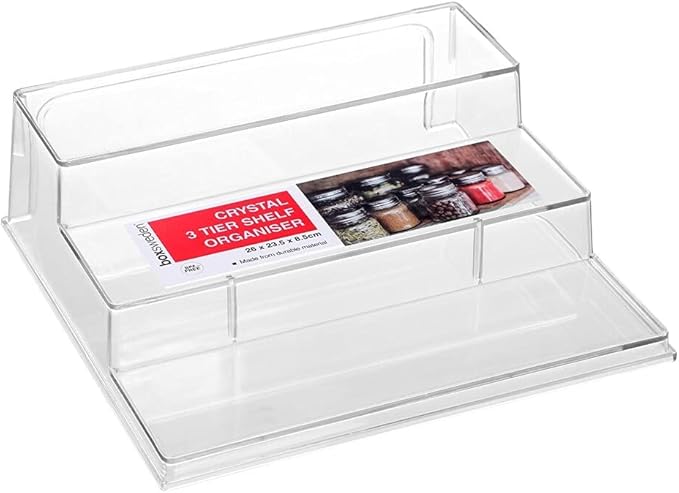 Box Sweden Crystal 3 Tier Shelf Home/Kitchen/Pantry Organiser Spice Rack