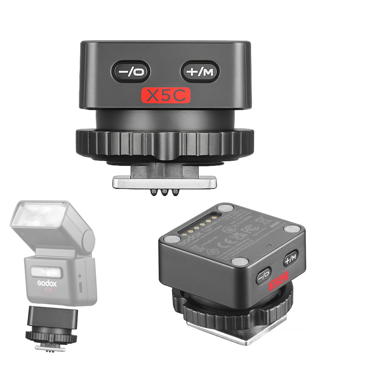 Godox X5C X5 C TTL Wireless Flash Trigger for Canon, GODOX X5-C for IT32 Mini TTL Flash, Hotshoe & Trigger in One, Flexible Magnetic Design, Instant 