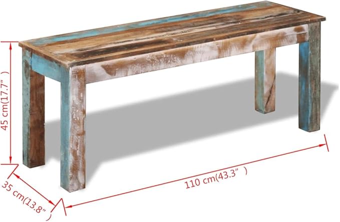 vidaXL Bench Solid Reclaimed Wood 110x35x45 cm