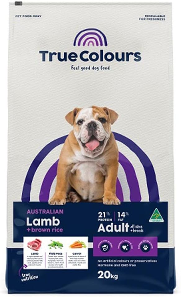 True Colours Adult Dog Food Lamb Brown Rice 20kg