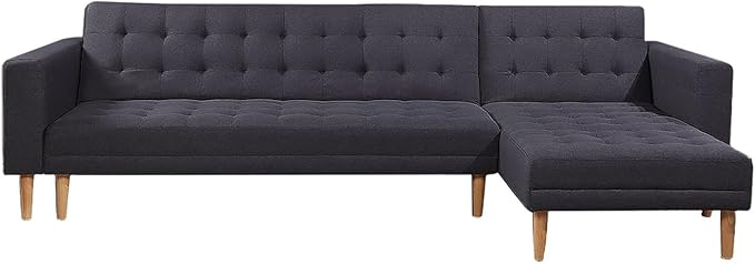 Sarantino Linen Fabric Corner Sofa Bed Couch Lounge w/ Chaise D.Grey