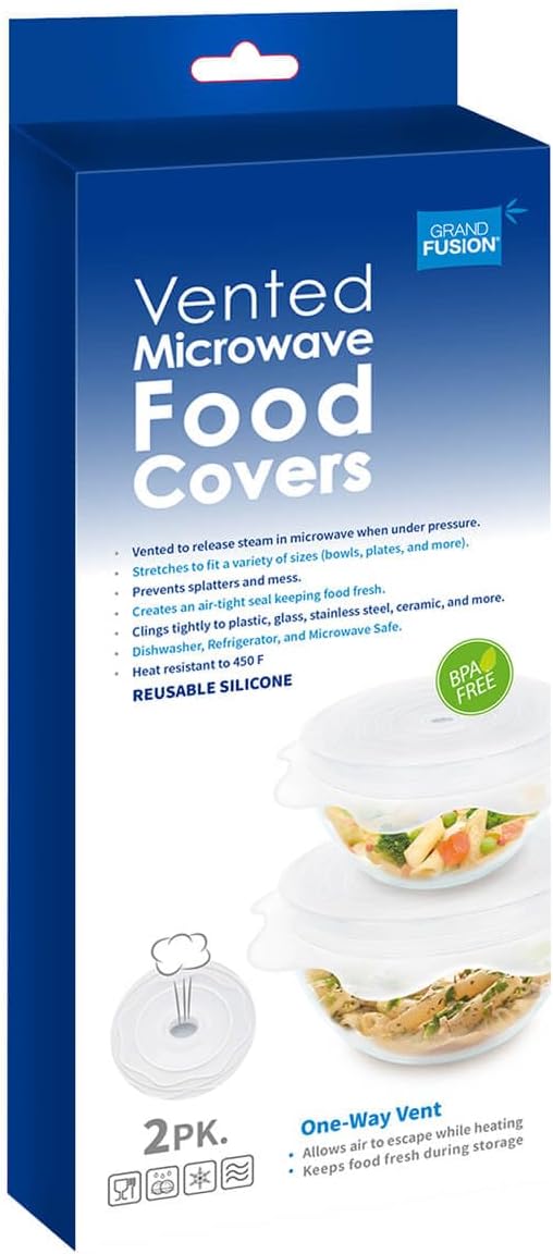Grand Fusion Vented Silicone Microwave Food Covers Set 2