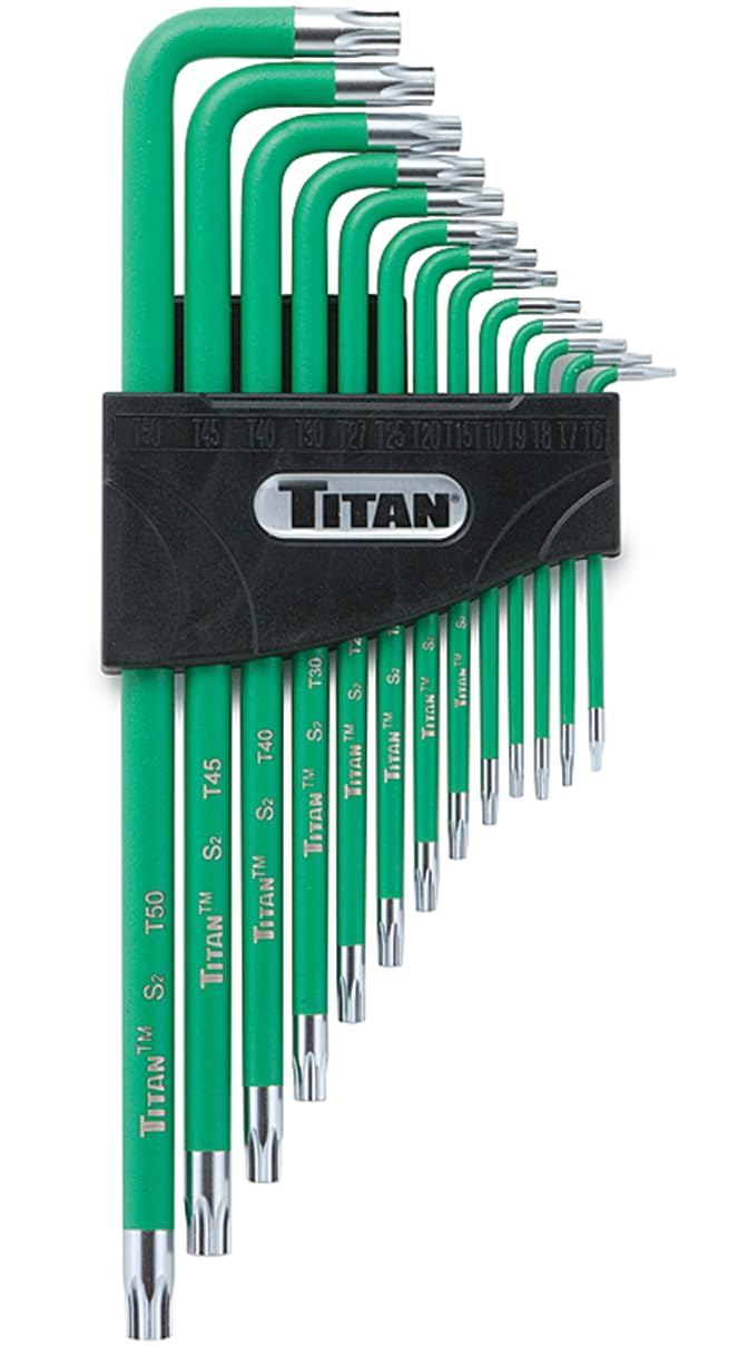 Titan 12715 Extra-Long Arm Tamper Resistant Star Key Set - 13 Piece, Green
