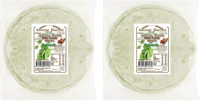 Ancient Harvest Organic Quinoa Spelt Flour Spinach Wraps 220g