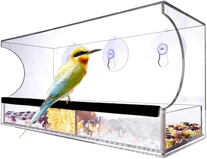 Large All Weather Clear Acrylic Window Bird Feeder