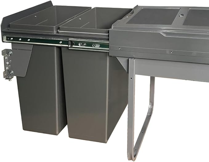 [PRE-SALE] Domestique Plus 56L Twin Slide Out Concealed Waste Bin with Soft Close - for A 400mm Cabinet - Bottom Mounted - Includes Optional Door Brac