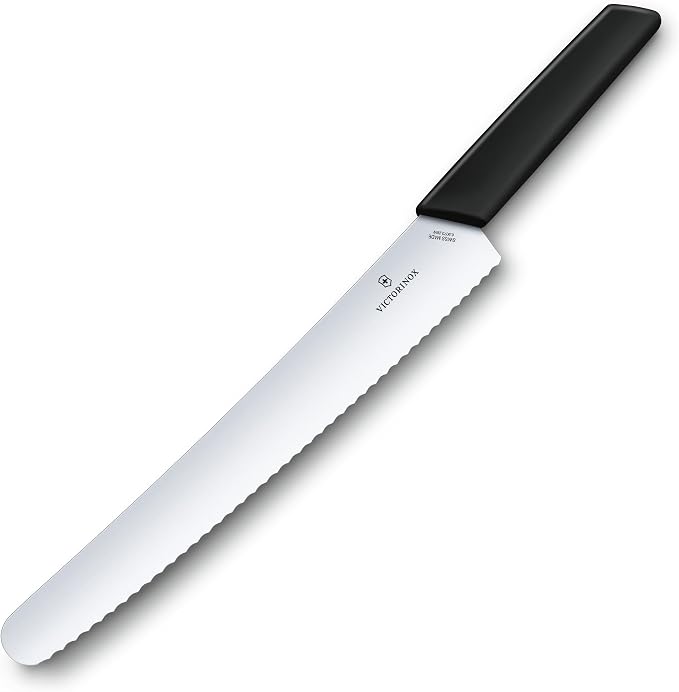 Victorinox Swiss Modern Bread and Pastry Knife, Black Handle - 26cm