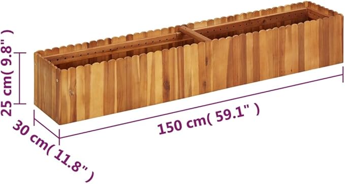 Garden Raised Bed 150x30x25 cm Solid Acacia Wood